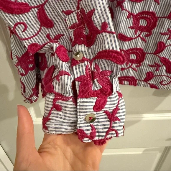 Pilcro-Anthropologie Whitney Trapeze Button Down Embroidered Shirt - Picture 6 of 12